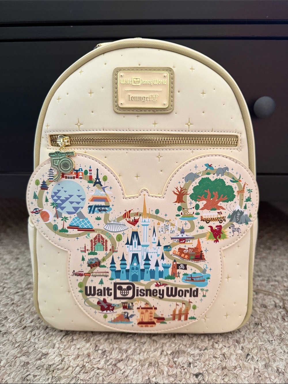 Loungefly Cream Walt Disney World Mickey Park Icons Mini Backpack